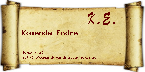 Komenda Endre névjegykártya